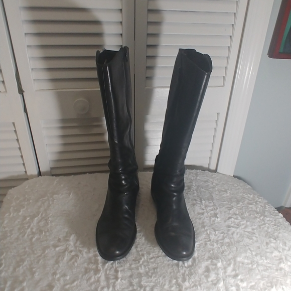 Italian black leather boots SZ 7 - Picture 4 of 10